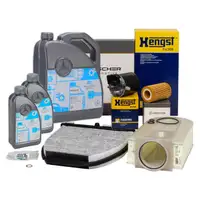 HIRSCHER 4-Piece Filter Set + 7L ORIGINAL 5W30 Engine Oil for MERCEDES W204, W212, 180d&ndash;250d, OM651