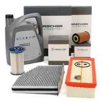 HIRSCHER Filterset 4-tlg + 5L ORIGINAL 0W30 Motor&ouml;l f&uuml;r VW Sharan 7N Tiguan 5N 8U 2.0 TDI