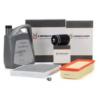 HIRSCHER Filterset + 5L ORIGINAL 0W30 Motor&ouml;l f&uuml;r AUDI A4 B8 A5 8T 8F Q5 8RB 1.8/2.0 TSI