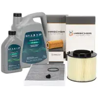 HIRSCHER Filterset + 6L ORIGINAL 0W20 Motor&ouml;l f&uuml;r AUDI A4 8W B9 A5 F5 Q5 FY 2.0-45 TFSI