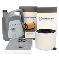 HIRSCHER Filterset 3-tlg + 5L ORIGINAL 0W30 Motor&ouml;l f&uuml;r AUDI A4 B9 A5 F5 Q5 FY 2.0-40TDI