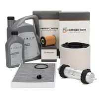 HIRSCHER Filterset 4-tlg + 6L ORIGINAL 0W30 Motor&ouml;l f&uuml;r AUDI A4 B99 A5 F59 40 TDI 204 PS