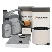 HIRSCHER Filterset 3-tlg + 6L ORIGINAL 0W30 Motor&ouml;l f&uuml;r AUDI A4 B9 A5 F5 Q5 FY 30-40 TDI