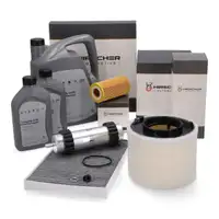 HIRSCHER Filterset 4-tlg + 7L ORIGINAL 0W30 Motor&ouml;l f&uuml;r AUDI A4 B9 A5 F5 3.0/50 TDI