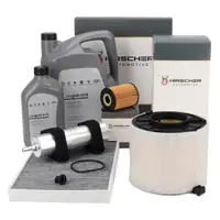 HIRSCHER Filterset 4-tlg + 7L ORIGINAL 0W30 Motor&ouml;l f&uuml;r AUDI A4 B9 A5 F5 Q5 FY 30-40 TDI