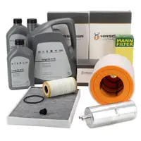 HIRSCHER Filterset 4-tlg + 7L ORIGINAL 0W30 Motor&ouml;l f&uuml;r AUDI S6 (C8) S7 (4K) 55 TDI