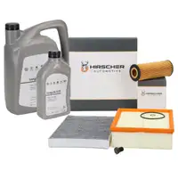 HIRSCHER Filterset 3-tlg + 6L ORIGINAL 0W30 Motor&ouml;l f&uuml;r AUDI A6 4B C5 2.5 TDI 150/180 PS