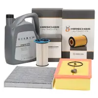 HIRSCHER Filterset 4-tlg + 5L ORIGINAL 0W30 Motor&ouml;l f&uuml;r VW Golf 7 Passat AUDI 1.6/2.0 TDI