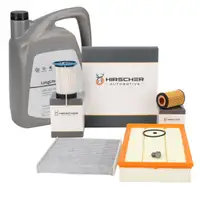 HIRSCHER Filterset 4-tlg + 5L ORIGINAL 0W30 Motor&ouml;l f&uuml;r VW Passat B8 Tiguan 2.0 TDI 240 PS