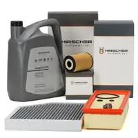 HIRSCHER Filterset 3-tlg + 5L ORIGINAL 0W30 Motor&ouml;l f&uuml;r AUDI A4 B8 A5 8T 8F Q5 8RB 2.0 TDI