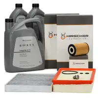 HIRSCHER Filterset 3-tlg + 7L ORIGINAL 0W30 Motor&ouml;l f&uuml;r VW Multivan Transporter T5 2.0 TDI