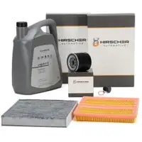 HIRSCHER Filterset + 5L ORIGINAL 0W30 Motor&ouml;l f&uuml;r VW Polo 5 AUDI 8X Ibiza 4 3 1.0 TSI