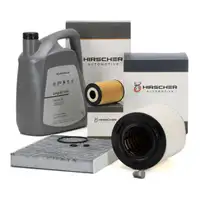 HIRSCHER Filterset 3-tlg + 5L ORIGINAL 0W30 Motor&ouml;l f&uuml;r VW Polo 5 AUDI SEAT 4 1.6 TDI