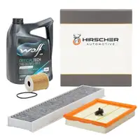 HIRSCHER Filterset + 5L WOLF 0W30 Motor&ouml;l f&uuml;r MINI R50 R53 One / Cooper W10 mit Automatik