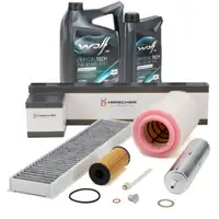 HIRSCHER Filterset 4-tlg + 6L WOLF 0W30 f&uuml;r MINI R56 R55 R61 One D / Cooper D / SD N47
