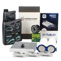 HIRSCHER Filter Set + 3L WOLF 0W20 LS-FE + 3x ORIGINAL Spark Plugs for FIAT 1.0 Mild Hybrid