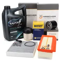 HIRSCHER Filterset 4-tlg + 5L WOLF 5W30 C4 f&uuml;r RENAULT Clio 4 Captur 1 DACIA 1.5 dCi