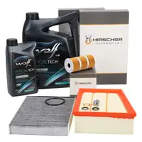 HIRSCHER Filterset 3-tlg + 6L WOLF 5W30 C4 f&uuml;r RENAULT Megane 4 Scenic 4 1.6-1.8 dCi