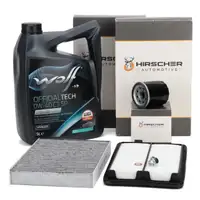 HIRSCHER Filterset + 5L WOLF 0W40 C3 SP Motor&ouml;l f&uuml;r NISSAN Qashqai 2 RENAULT 1.6 TCe