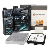 HIRSCHER Filterset 3-tlg + 7L WOLF 5W30 C4 Motor&ouml;l f&uuml;r RENAULT Kadjar Qashqai 2 1.6 dCi
