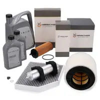 HIRSCHER Filterset 4-tlg + 7L ORIGINAL 0W30 f&uuml;r AUDI A4 B8 A5 88T 8F 2.7/3.0 TDI bis Fgst.