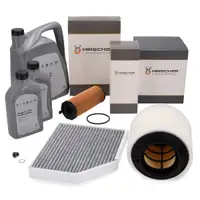 HIRSCHER Filterset 3-tlg + 7L ORIGINAL 0W30 f&uuml;r AUDI A4 B8 A5 88T 8F 2.7/3.0 TDI bis Fgst.