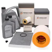 HIRSCHER Filterset 3-tlg + 7L ORIGINAL 0W30 Motor&ouml;l f&uuml;r AUDI S6 C8 S7 4K 55 TDI