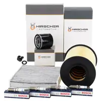 HIRSCHER Filterset + 4x BOSCH Z&uuml;ndkerze f&uuml;r FORD Focus 2 Mk2 1.4 1.6/Ti 04.2007-01.2008