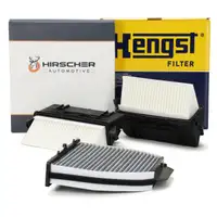 HIRSCHER Innenraum + 2x HENGST Luftfilter f&uuml;r MERCEDES W204 S204 C/X218 W212 S212 OM642