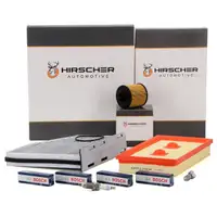 HIRSCHER Filterset + 4x BOSCH Z&uuml;ndkerze f&uuml;r AUDI A3 8P VW Golf 5 Touran 1.6 FSI