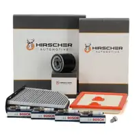 HIRSCHER Filterset + 4x BOSCH Z&uuml;ndkerze f&uuml;r VW Sharan Tiguan Caddy 4 AUDI 8U 1.2/1.4 TSI