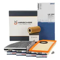 HIRSCHER Filterset + 4x BOSCH Z&uuml;ndkerze f&uuml;r VW Golf 5 6 2.0 GTI/R AUDI 8P SEAT Leon Cupra
