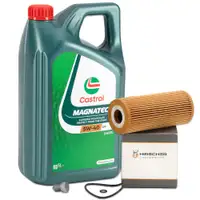 5L CASTROL MAGNATEC 5W-40 DPF Motor&ouml;l + HIRSCHER &Ouml;lfilter f&uuml;r VW Golf 4 B5.5 1.9 TDI