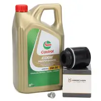 5L CASTROL EDGE LONGLIFE 3 5W-30 Motor&ouml;l + HIRSCHER &Ouml;lfilter f&uuml;r VW Golf 6 1.2/1.4 TSI