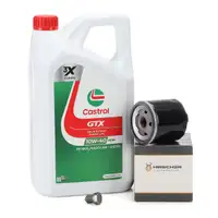 5L CASTROL GTX 10W-40 A3/B4 + HIRSCHER &Ouml;lfilter f&uuml;r VW Golf 4 5 6 Lupo Polo 3 4 5 1.0-1.6