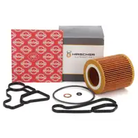 HIRSCHER &Ouml;lfilter + ELRING Dichtungen &Ouml;lfiltergeh&auml;use f&uuml;r BMW N20 N51 N52 N53 N54 N55