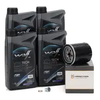 4L WOLF VITALTECH 5W40 PI C3 Motor&ouml;l + HIRSCHER &Ouml;lfilter f&uuml;r ALFA ROMEO FIAT JEEP 1.4
