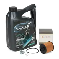 5L WOLF 0W20 LS-FE Motor&ouml;l + HIRSCHER &Ouml;lfilter f&uuml;r ALFA ROMEO FIAT OPEL LANCIA 1.6/2.0D