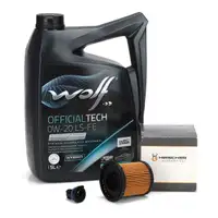 5L WOLF 0W20 LS-FE Motor&ouml;l + HIRSCHER &Ouml;lfilter f&uuml;r OPEL Astra K Insignia B 1.5 CRDi/CDTI