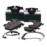 HIRSCHER Bremsbel&auml;ge + Warnsensor f&uuml;r BMW 5er E61 520i 523i 525i 520d 525d vorne + hinten