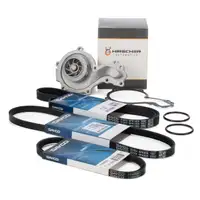 HIRSCHER Wasserpumpe + 3x DAYCO Keilrippenriemen f&uuml;r VW Passat B5 AUDI A4 B5 A6 C4 1.6 1.8