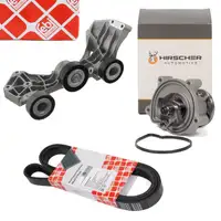 HIRSCHER Wasserpumpe + febi Riemen + Riemenspanner f&uuml;r MERCEDES W168 Vaneo M166 mit Klima