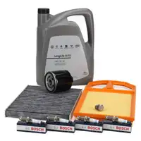 Filterset 3-tlg + 4x BOSCH Z&uuml;ndkerze + 5L ORIGINAL 0W30 Motor&ouml;l f&uuml;r VW Golf 4 1.4/1.6 16V