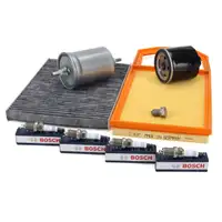 Filterset 4-tlg + 4x BOSCH Z&uuml;ndkerze f&uuml;r VW Golf 4 Bora Leon Toledo Octavia 1 1.4/1.6 16V