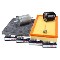Filterset Filterpaket + 4x BOSCH Z&uuml;ndkerze f&uuml;r VW Golf 4 Bora 1.6 FSI 110 PS