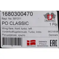 JP GROUP Kotfl&uuml;gel Verbreiterung f&uuml;r PORSCHE 911 930 Turbo vorne links 93050330700