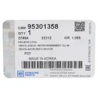 ORIGINAL GM OPEL Motorl&uuml;fter L&uuml;ftermotor Motork&uuml;hler Mokka / Mokka X 1.4 + LPG 95301358