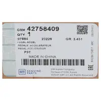 ORIGINAL GM OPEL Gaspedal Gaspedalstellungssensor Mokka A / Mokka X 42758409