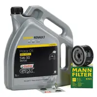 5L CASTROL GTX RN-SPEC 5W30 RN720 + MANN &Ouml;lfilter f&uuml;r RENAULT DACIA NISSAN OPEL