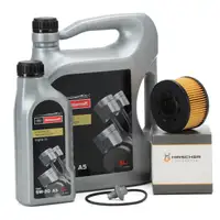 6L 6 Liter ORIGINAL Ford MOTORCRAFT A5 Motor&ouml;l 5W30 + HIRSCHER &Ouml;lfilter 1088179